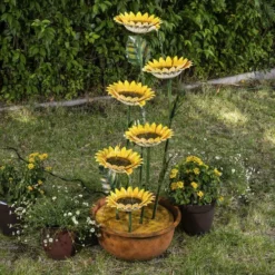 Enchanted Garden™ 40.16" Tiered Sunflower Outdoor Water Fountain