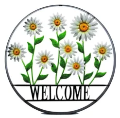 Enchanted Garden™ 21.5" Daisy Welcome Wheel Outdoor Wall Art